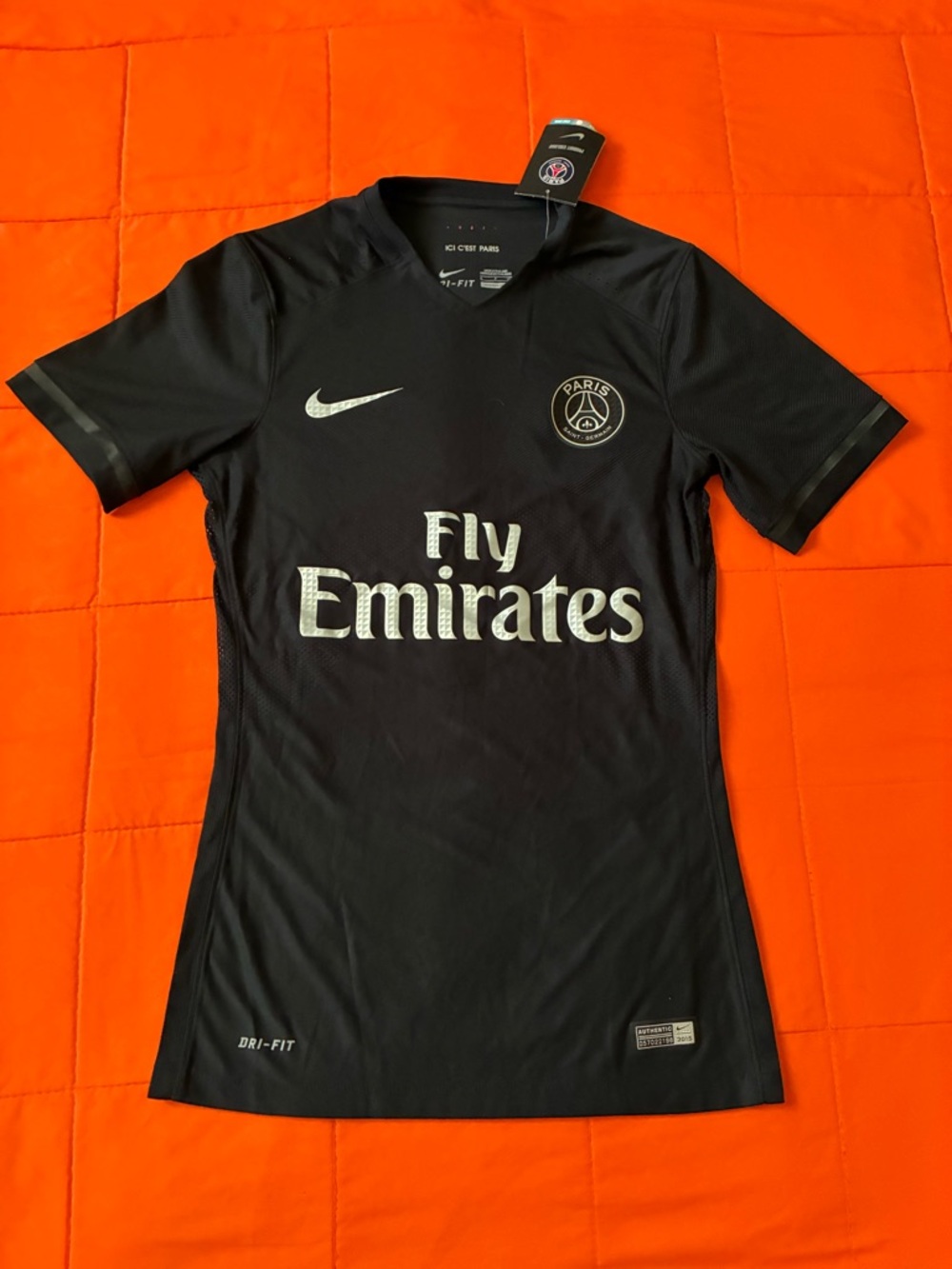 PSG 2015/16 Black Third Soccer Jersey Mens Small Nike Ligue 1 Football
